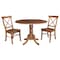 International Concepts Round 42 in Dual Drop Leaf Table, 2 X-Back Chairs, Distressed Oak, 42 in W, 42 in L, 29.5 in H K42-42DP-C613P - alternate 1